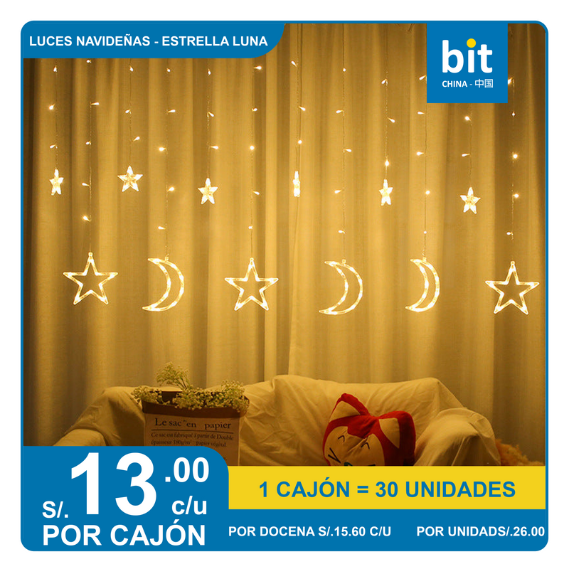 C02-NAV23 LUCES NAVIDEÑAS -  ESTRELLA LUNA COLOR CÁLIDO - MODELO 24 (POR UNIDAD)