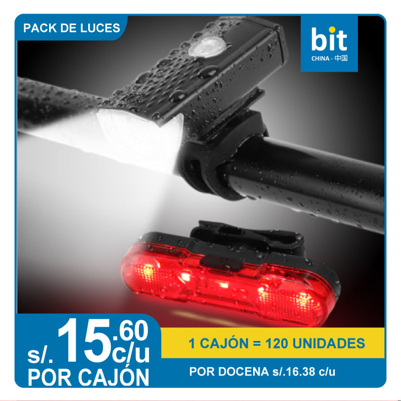 C02-PACK DE LUCES LUZ FRONTAL Y TRASERA, RECARGABLE