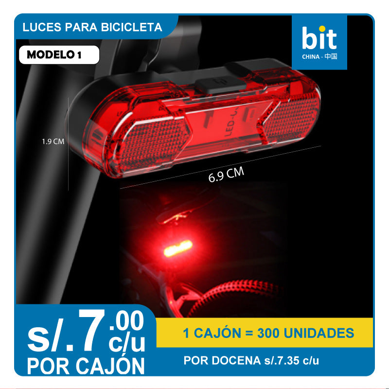 C02-LUZ TRASERA PARA BICICLETA, RECARGABLE